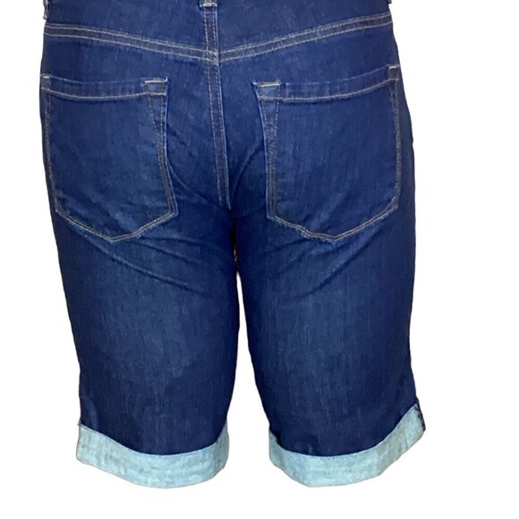 LOFT Modern Denim Jean Bermuda Walking Shorts Sz 2 Dark Wash Blue 289E - Picture 7 of 9